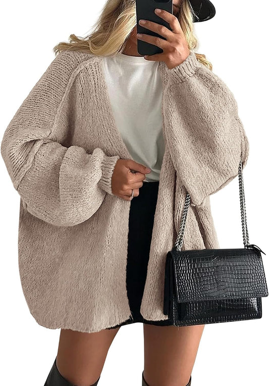 Oversized Lantern Sleeve Cardigan