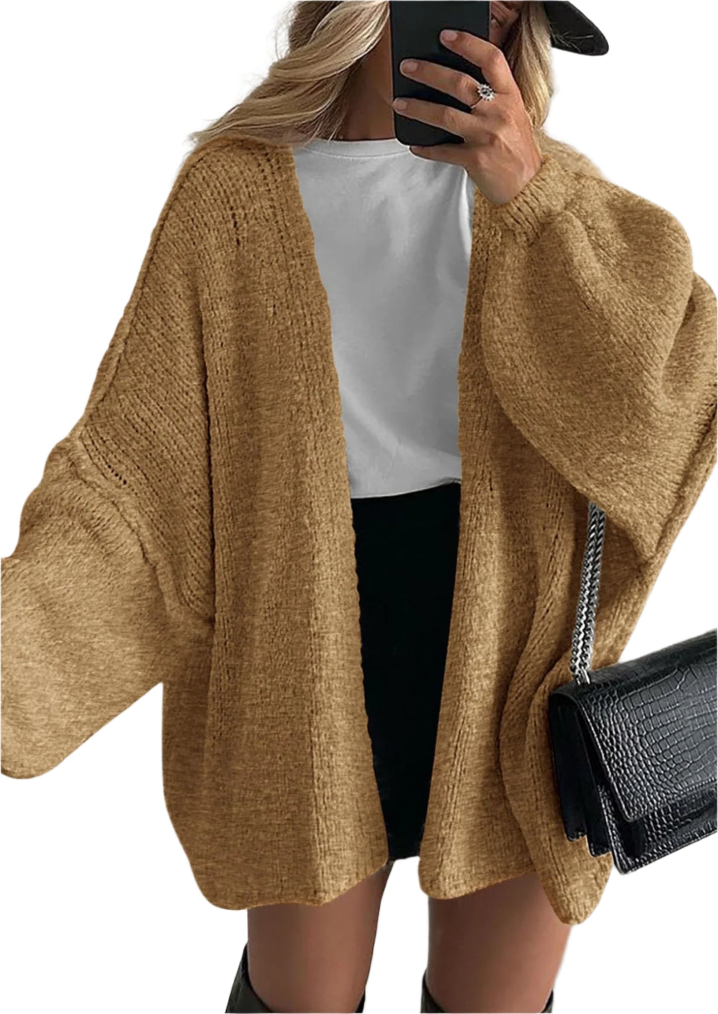 Oversized Lantern Sleeve Cardigan