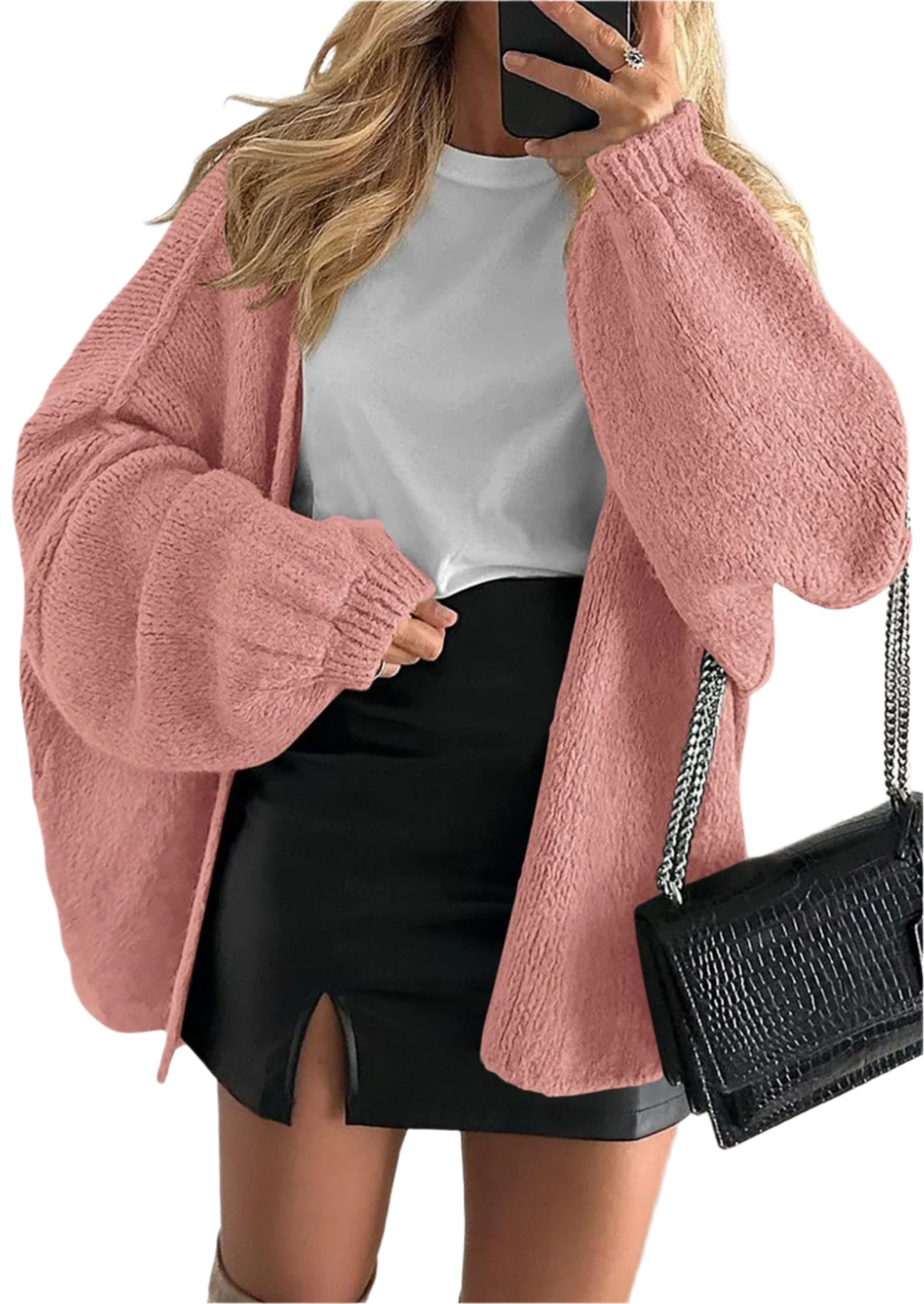 Oversized Lantern Sleeve Cardigan