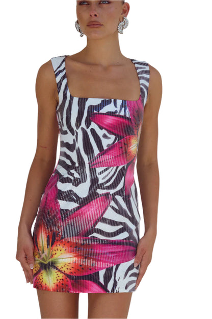Zebra Floral Dress